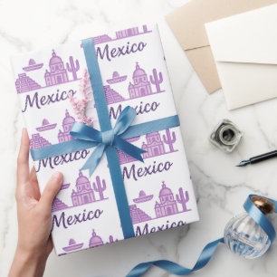 Papel De Presente México Aquarela • Arte de Linha Minimalista Méxic