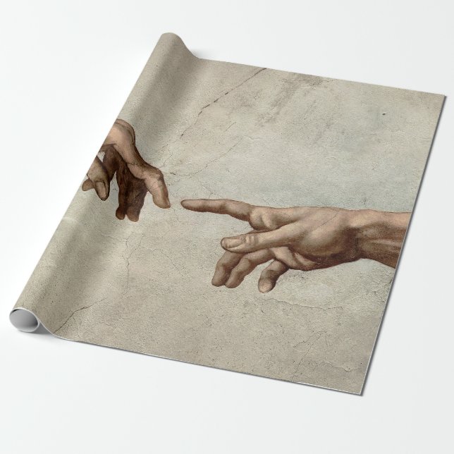 Papel De Presente Michaelangelo mãos criação adam deus (Desenrolado)