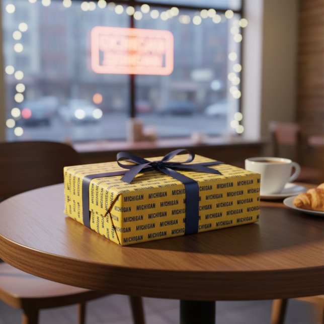 Papel De Presente Michigan Milho e Papel Azul de Embalagem (Michigan Maize and Blue Wrapping Paper)