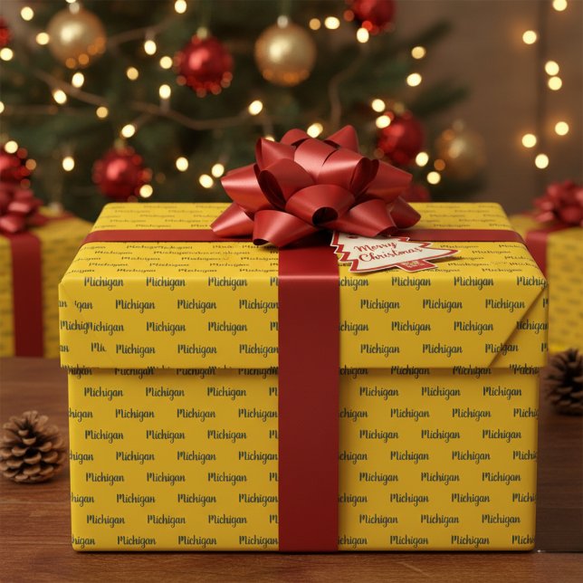 Papel De Presente Michigan Milho e Papel Azul de Embalagem (Michigan Maize and Blue Wrapping Paper)