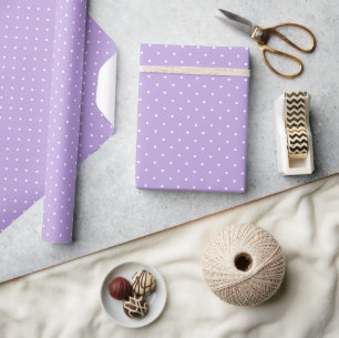Papel De Presente Micro Bolinha Branco - Lavanda Suave