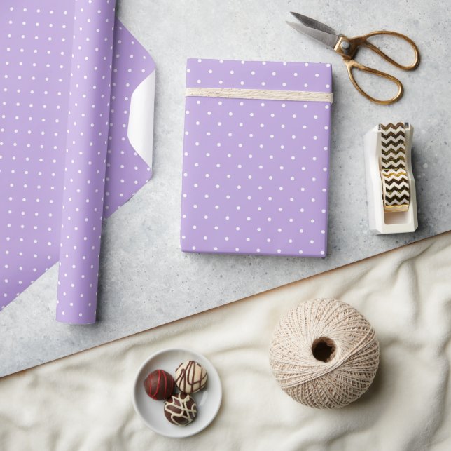 Papel De Presente Micro Bolinha Branco - Lavanda Suave (Artesanato)