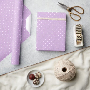 Papel De Presente Micro Bolinha Branco - Lilás Suave