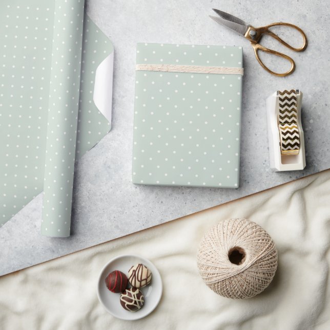 Papel De Presente Micro Bolinhas de Primavera | Sage Suave (Artesanato)