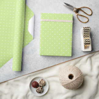 Papel De Presente Micro Polka Dot White - Spring Green