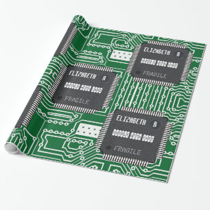 Papel De Presente Microplaqueta no conselho de circuito impresso com