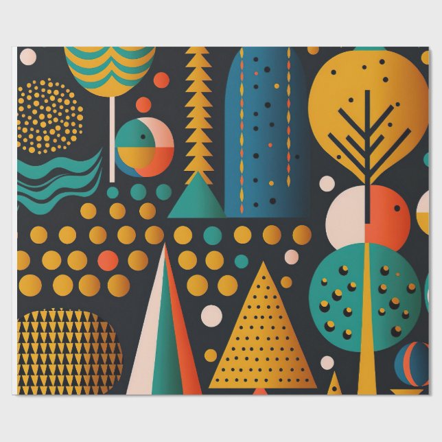 Papel De Presente Mid-Century  Abstract Geometric Wrapping paper (Aberto)