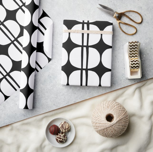 Papel De Presente Mid Century Modern Geometric Pattern (Artesanato)