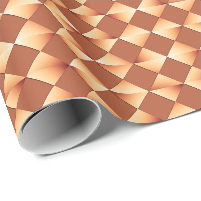 Papel De Presente Mid-Century Satin Diamonds - cobre e marrom (Ponta do rolo)