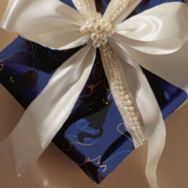 Papel De Presente Midnight Black Cats– modern minimal Pattern