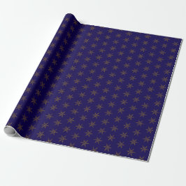 Papel De Presente Midnight Blue and Gold Star Wrapping Paper