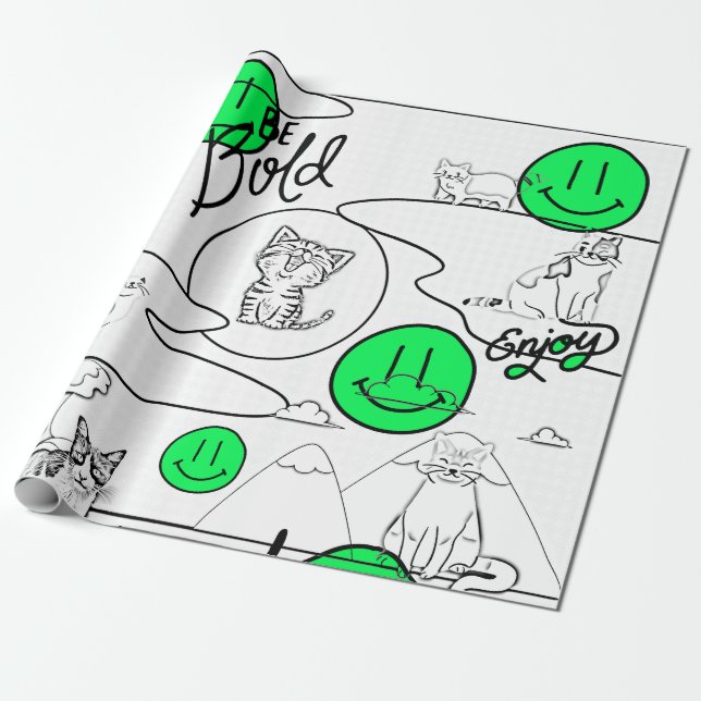 Papel De Presente Mikitiez meow feira de gatos de verão (Desenrolado)