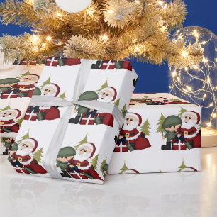 Papel De Presente Militar Soldado e Papai Noel Costume de Natal