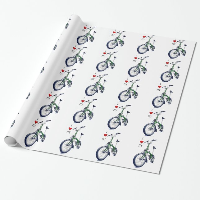 Papel De Presente Mim coração meu Brompton (verde) (Desenrolado)