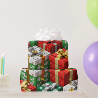 Papel De Presente Minecraft Style Christmas Present Box Gift Wrap