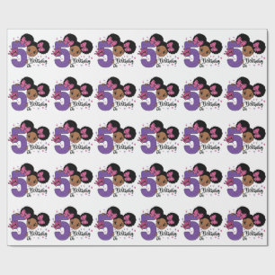 Papel De Presente Minha 5 Birthday Black Girl Glitter Princess Desig