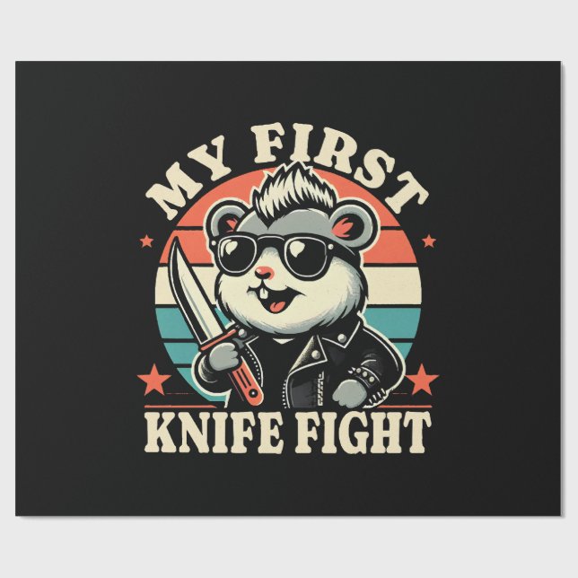 Papel De Presente Minha Primeira Luta de Faca - Hamster Legal (Aberto)