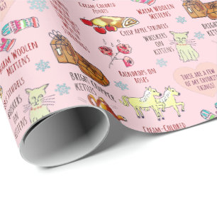 Papel De Presente Minhas Coisas Favoritas Desenhadas à Mão Natal Ret