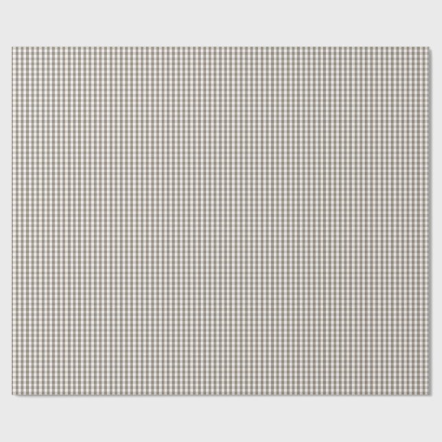 Papel De Presente Mini Mulch Brown Gingham Check Pattern on White (Aberto)