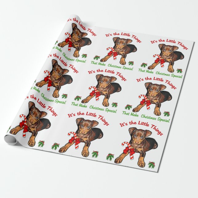 Papel De Presente Miniatura Pinscher Natal (Desenrolado)