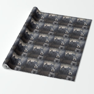 Papel De Presente Miniature Schnauzer Halloween Assustador