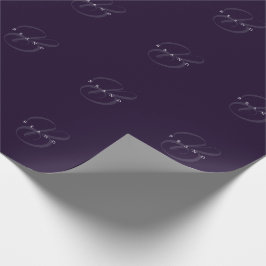 Papel De Presente Mínima Empresa de Monograma Elegante Roxo de Plum 