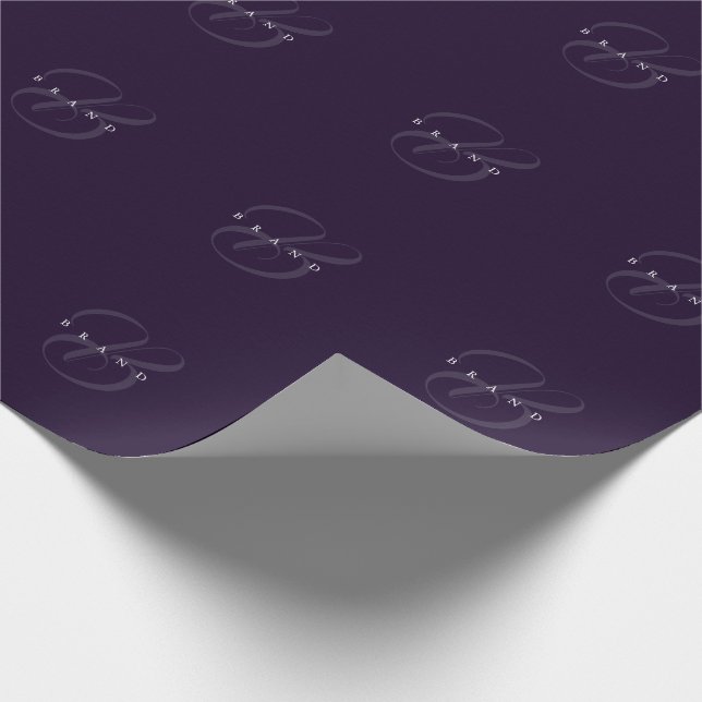 Papel De Presente Mínima Empresa de Monograma Elegante Roxo de Plum  (Ponta)