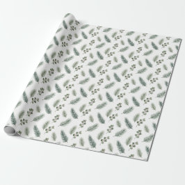 Papel De Presente Minimal Christmas Pine Pattern, Scandi Style
