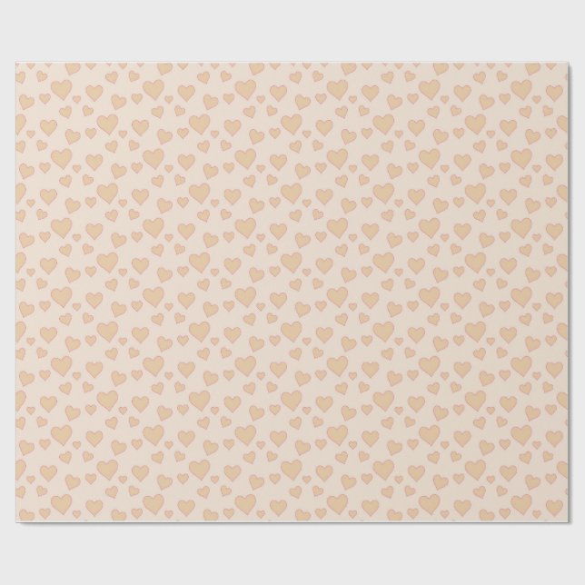 Papel De Presente "Minimal Heart Love Wrapping Paper – Beige Aesthet (Aberto)