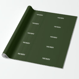Papel De Presente Minimal MERRY | Verde Floresta de Férias