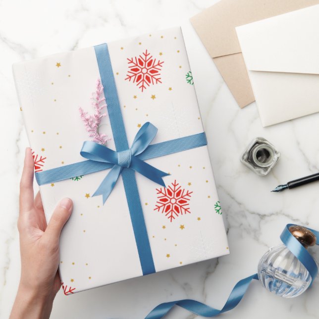 Papel De Presente Minimal Modern Simple Star Pattern Christmas (Presentear)