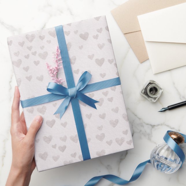 Papel De Presente Minimal Pastel Hearts Wrapping Paper (Presentear)
