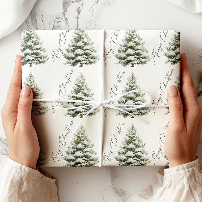 Papel De Presente Minimal Pine Tree Merry Christmas (Criador carregado)