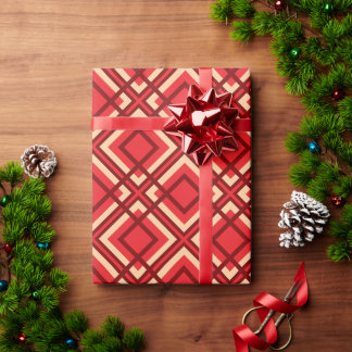 Papel De Presente Minimal Red Brown Checkered Wrapping Paper