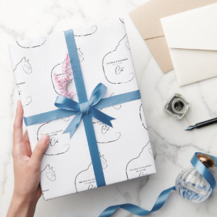 Papel De Presente Mínimalismo Sentado Gato Preto e Branco