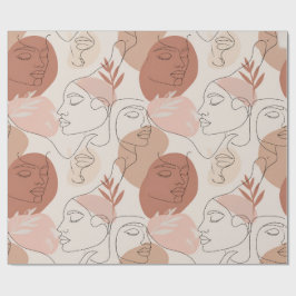 Papel De Presente Minimalist Boho Abstract Face Line Art Wrapping Pa