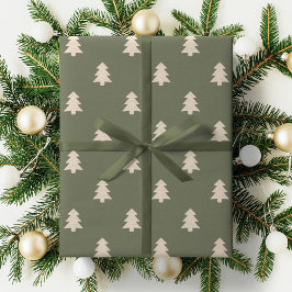 Papel De Presente Minimalist Christmas Pine Tree Neutral Boho Winter