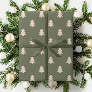 Papel De Presente Minimalist Christmas Pine Tree Neutral Boho Winter