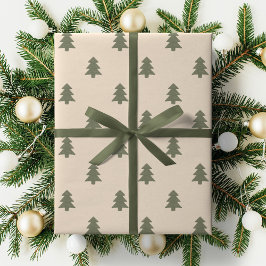 Papel De Presente Minimalist Christmas Pine Tree Neutral Boho Winter