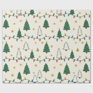 Papel De Presente Minimalist Christmas Tree Lights Pattern Gift