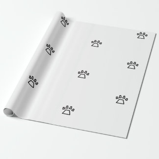 Papel De Presente Minimalist Geometric Dog Paw Print Black and White
