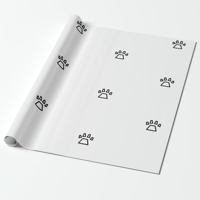 Papel De Presente Minimalist Geometric Dog Paw Print Black and White (Desenrolado)