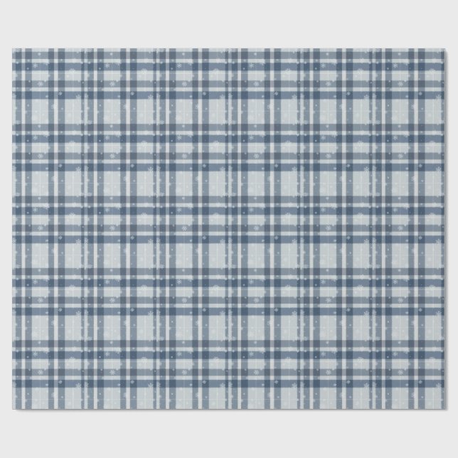 Papel De Presente Minimalist Gray & Silver Winter Plaid (Aberto)