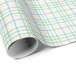 Papel De Presente Minimalist Green & Blue Grid PatternWrapping Paper