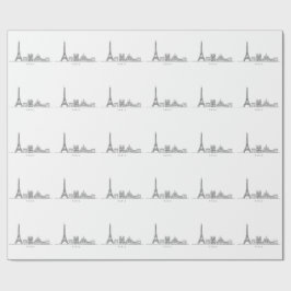 Papel De Presente Minimalist Paris Skyline Line Art