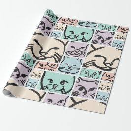 Papel De Presente Minimalist Pastel Cat Faces