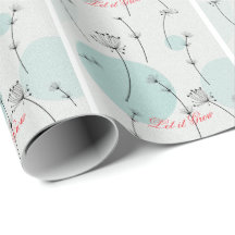Minimalist Teal Dandelion Seed Wrapping Paper