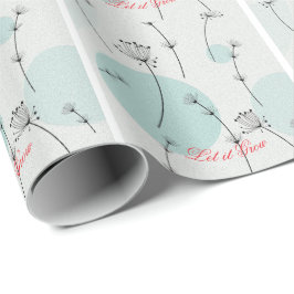 Papel De Presente  Minimalist Teal Dandelion Seed Wrapping Paper