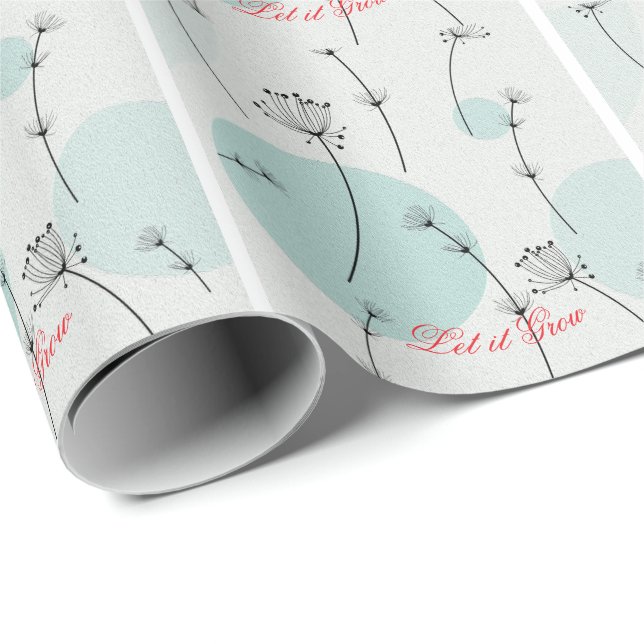 Papel De Presente  Minimalist Teal Dandelion Seed Wrapping Paper (Ponta do rolo)