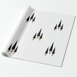 Papel De Presente Minimalista de Árvore de Natal Preta e Branca